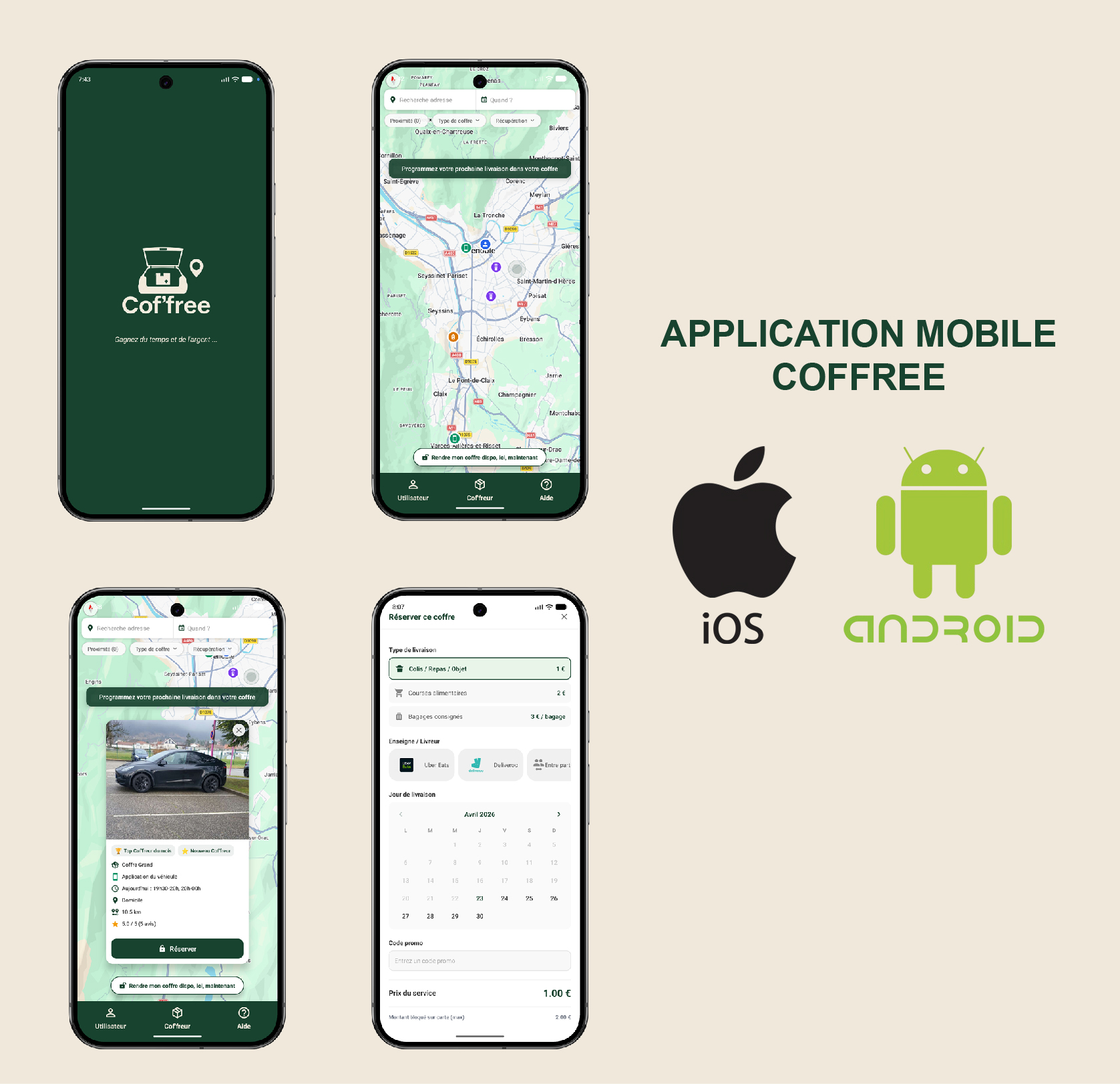 Cof'free — Application mobile iOS et Android